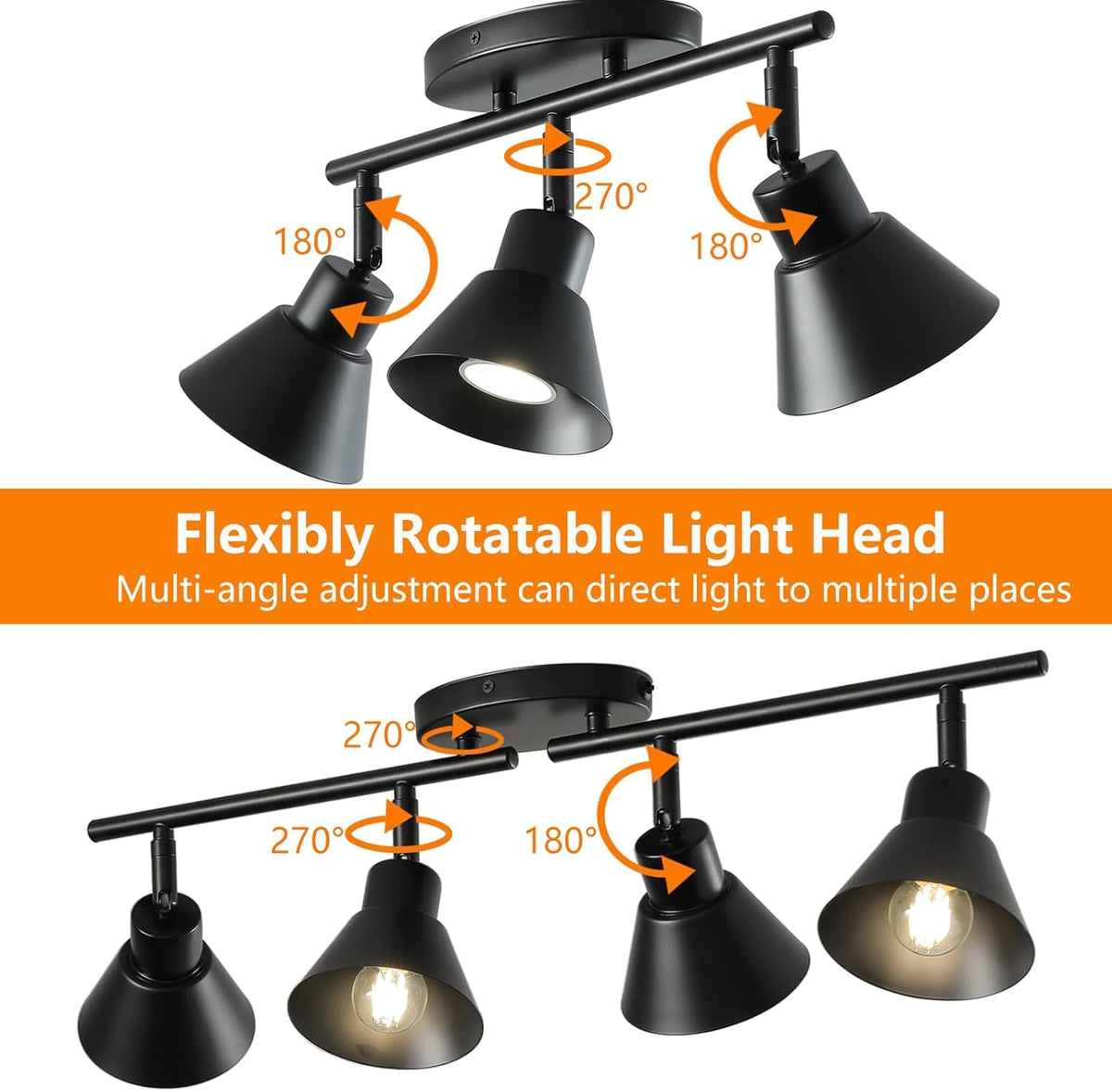 3 Light Plug in Track Lighting Kit,Modern Plug in Ceiling Light Fixture,16.4ft Cord,3 Way Ceiling Spot