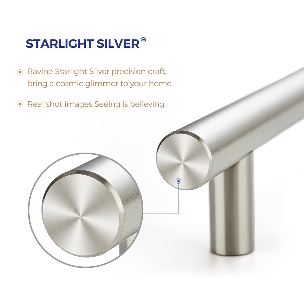 Cabinet Handles, Brushed Nickel,5" Length,3" Hole Center,25 Pack