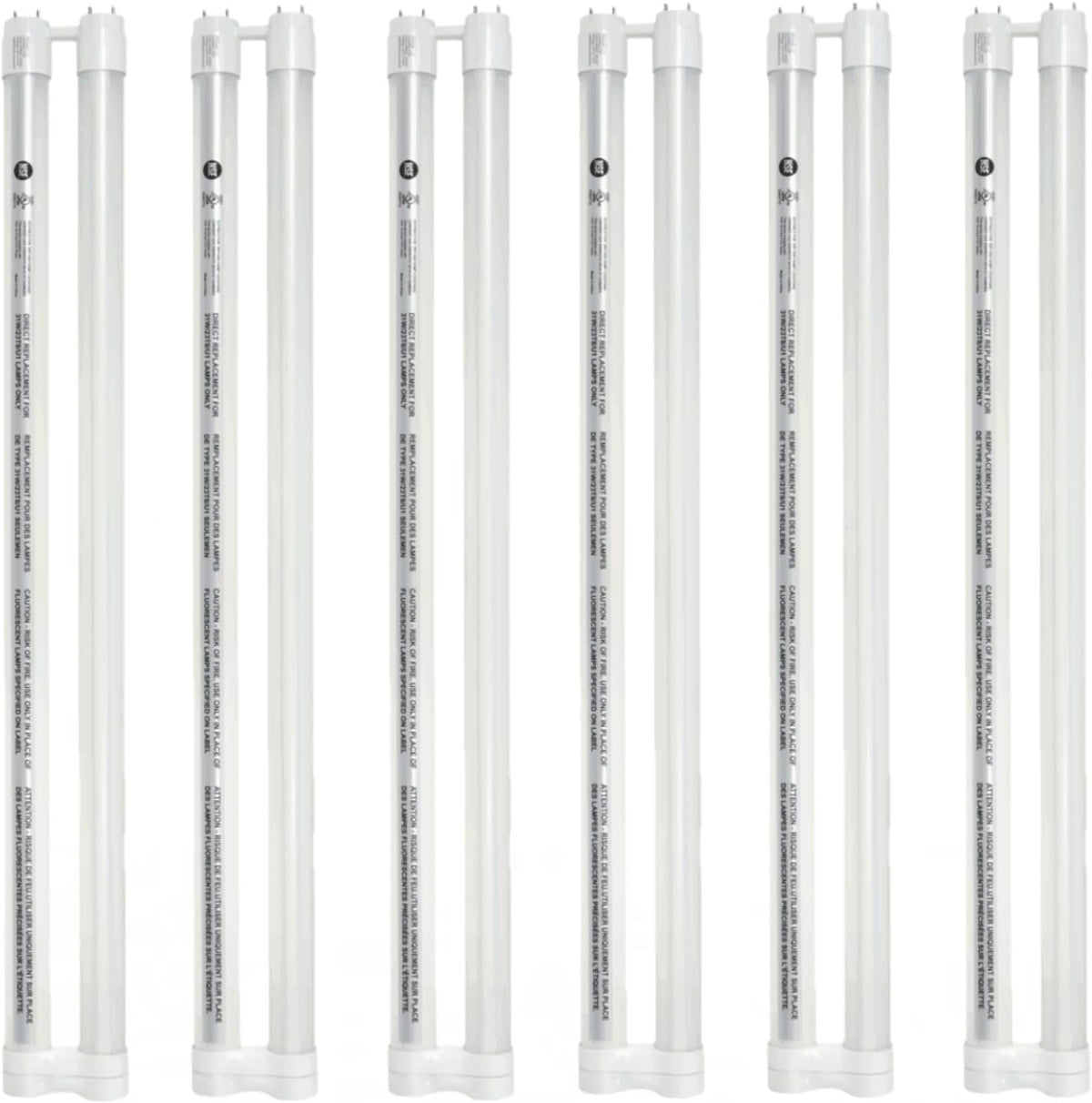 T8 U Bend LED Tube Light with Safety Shield 17W 3000K Soft White 2100 Lumen G13 Bi-Pin Base U-Bent Fluorescent Light