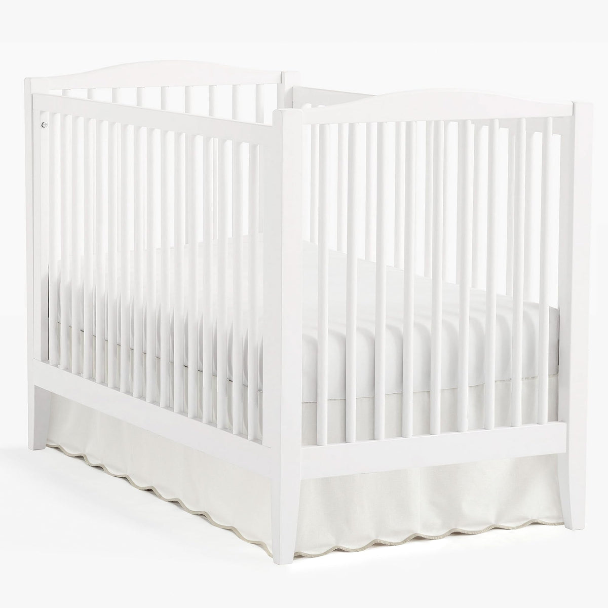 Coastal Chic Scalloped Edge Baby Crib Skirt Single 28" W x 52" L +16" Drop Neutral - White Crib Skirt - Baby