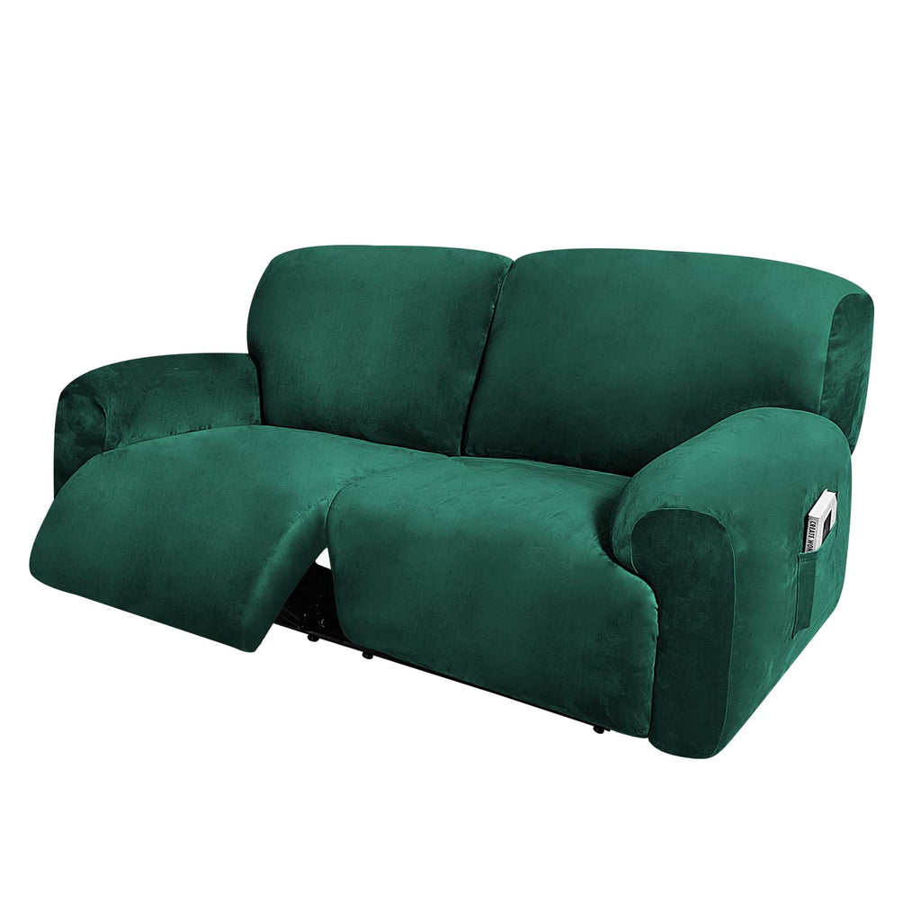 Extra Wide 75" - 100", Reclining 2 Seater Sofa Cover, Extra Wide Reclining Love Seat Slipcover, 6-Piece Velvet