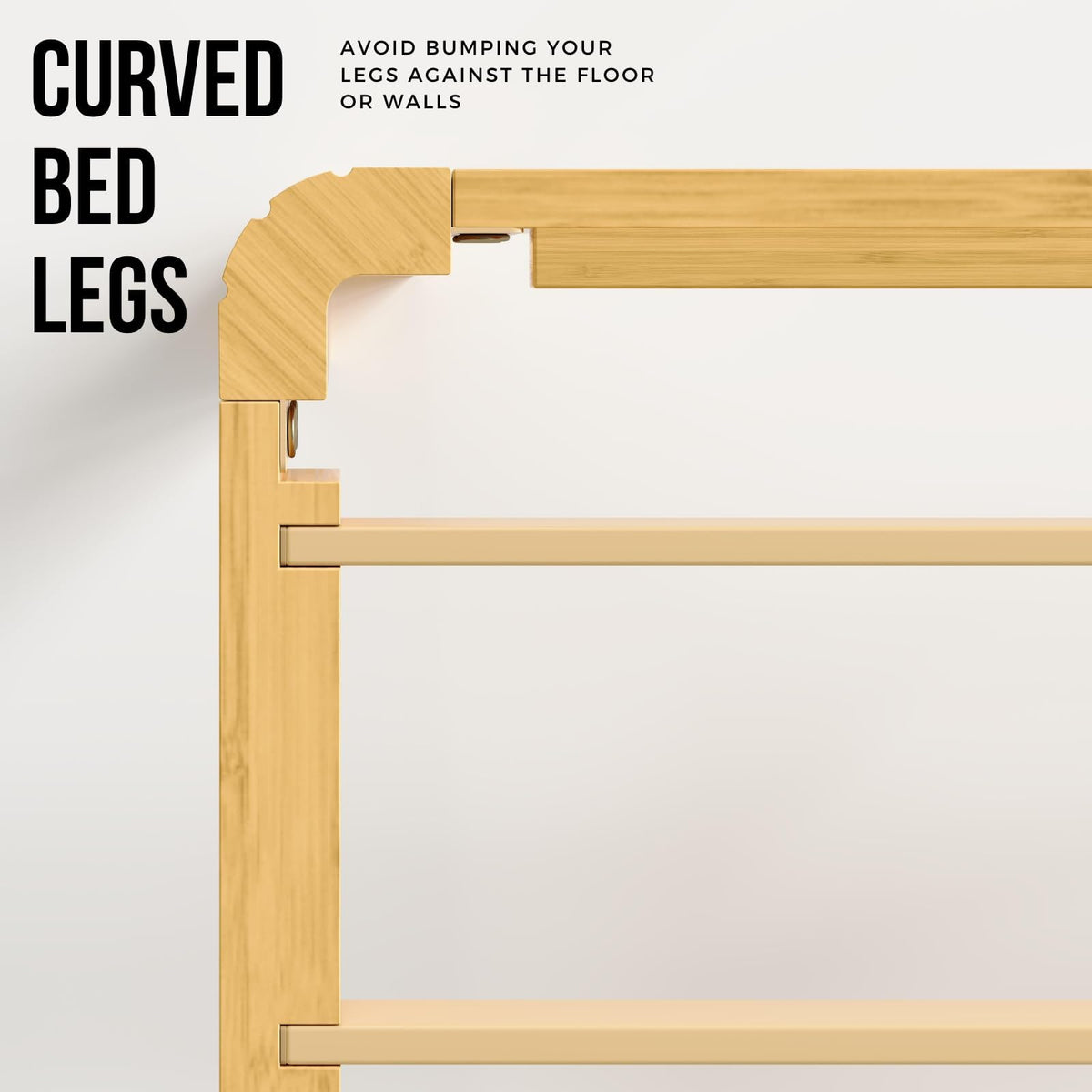 18 Inch Cal King Size Wood Bed Frame with Storage & Round Leg