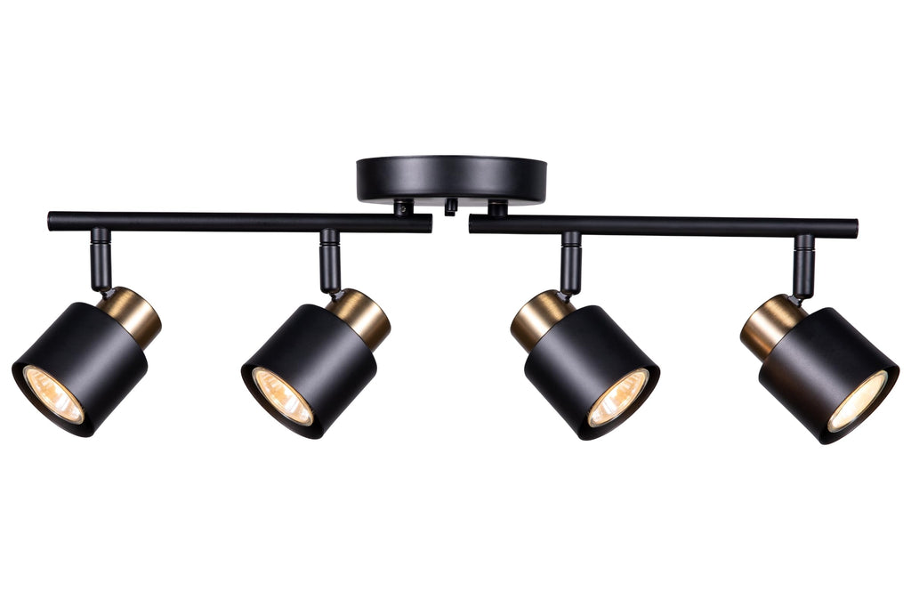 4 Light Track Lighting Kit, Matt Black Brass Finish Adjustable with Moden Flush Mount Ceiling Spotlight Improvement