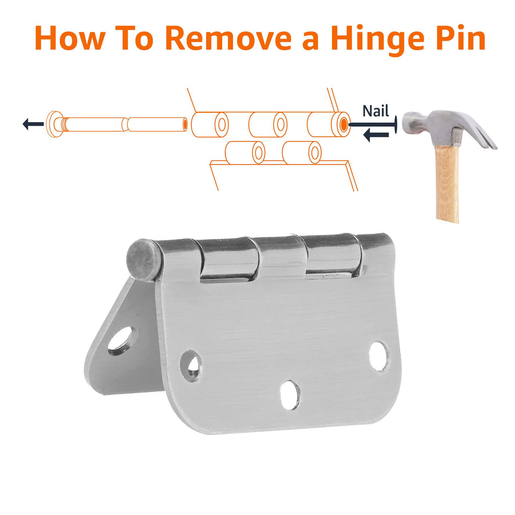 Rounded Interior Door Hinges with Screws, 3.5" x 3.5", Satin Nickel, Curved Corners, 18-Pack