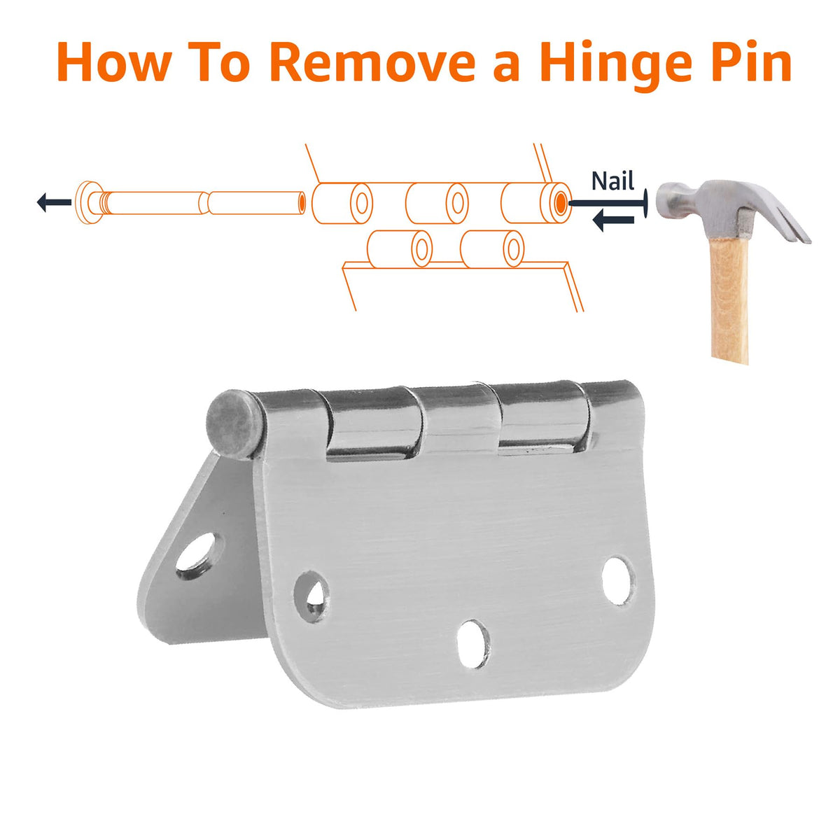 Rounded Interior Door Hinges with Screws, 3.5" x 3.5", Satin Nickel, Curved Corners, 18-Pack