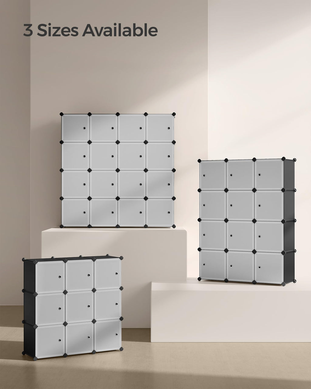 Cube Storage Organizer, Set of 16 Plastic Cubes, Closet Storage Shelves, DIY Plastic Closet Cabinet, Modular