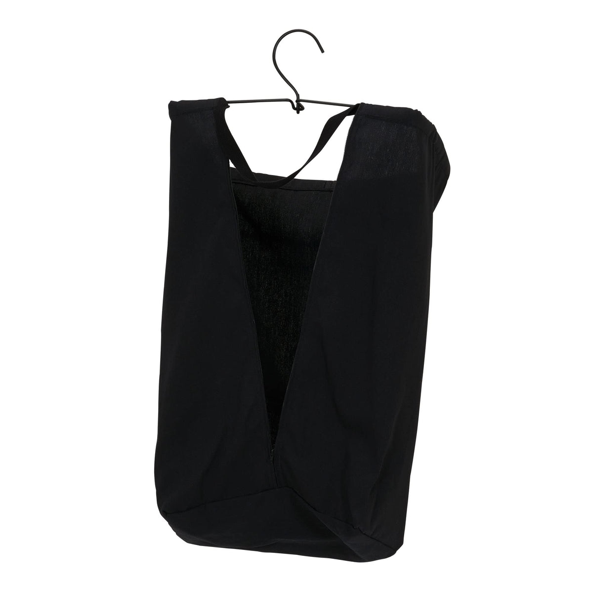 Door Hanging Laundry Bag in Washable Canvas with Loop Handle, Black