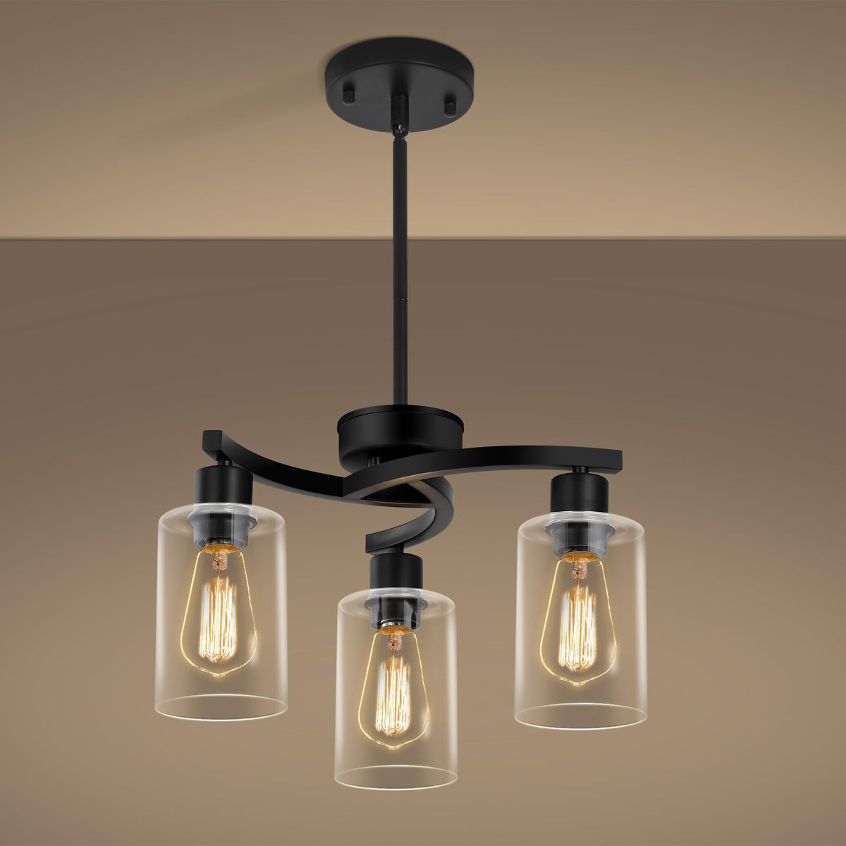 Modern Farmhouse Black Pendant Lights Kitchen Island, Adjustable Height Contemporary Chandeliers Light