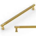 10 Pack Brushed Moderne Brass knurled Cabinet Pulls 10"