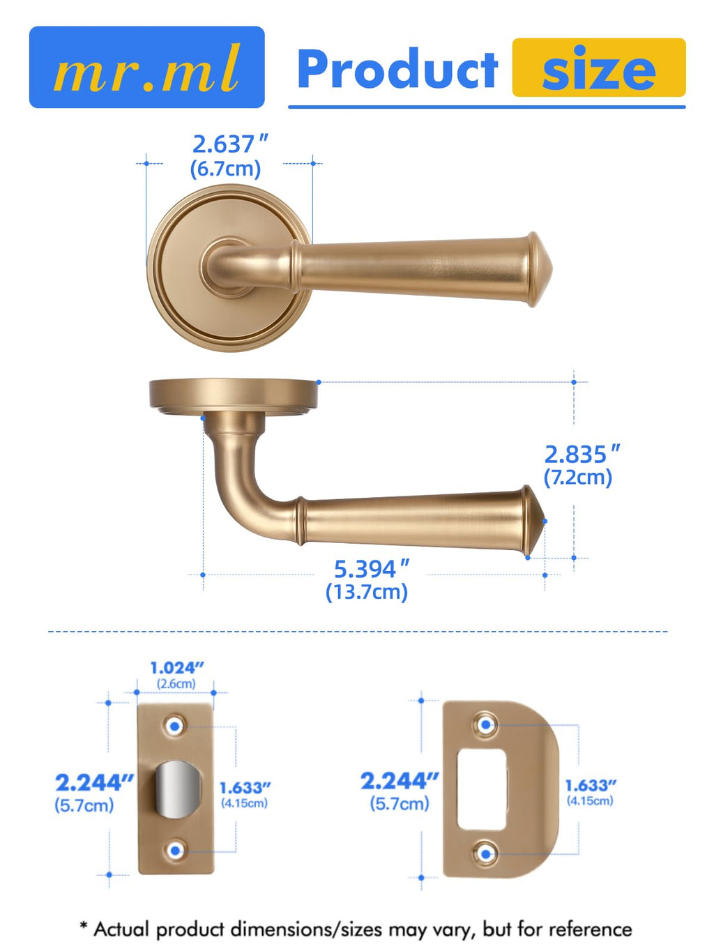 Door Handles Champagne Bronze Passage Door Door Lever, 2 Pack