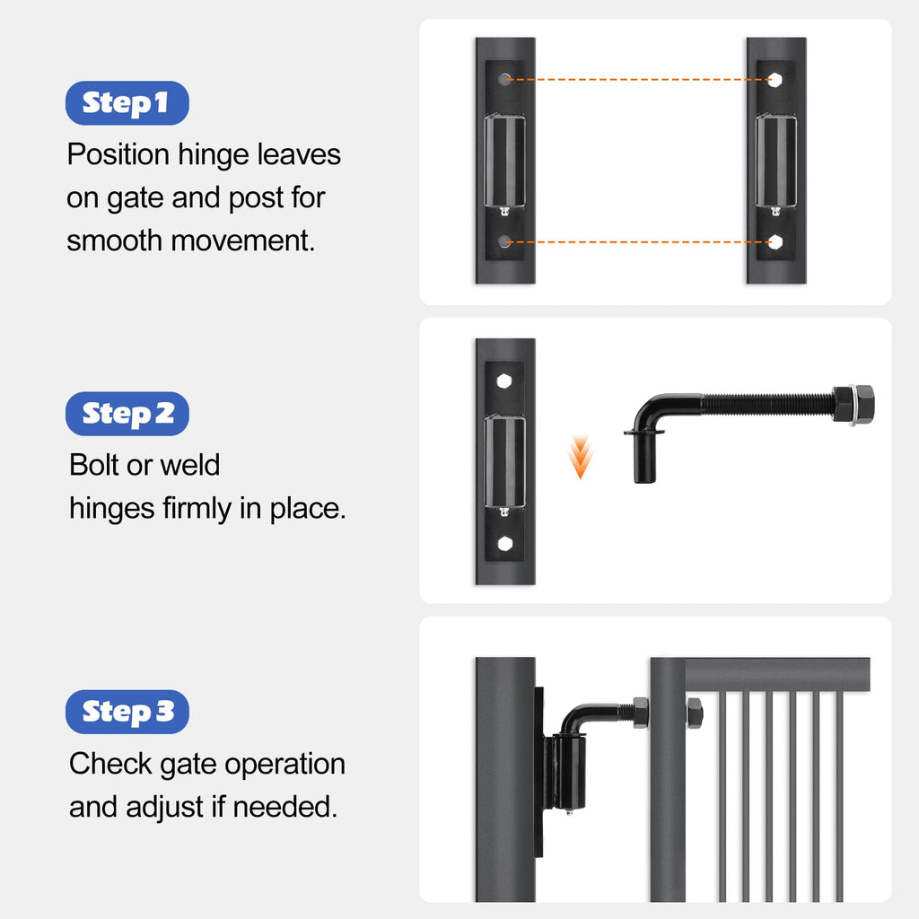 Heavy Duty 3/4" J Bolt Gate Hinge, 7inch Long, 4 Pack