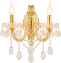 Two-Light Gold Traditional Crystal Sconce, Candle-Style Vanity