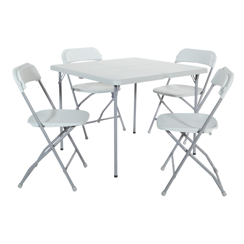 Star Resin 5-Piece Folding Square Table and Chair Set, Light Grey
