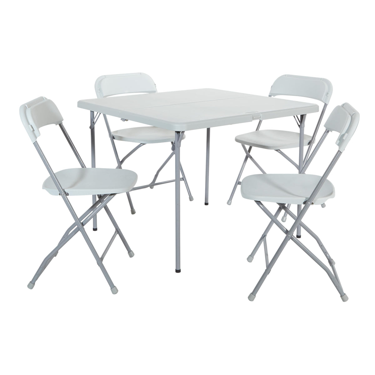 Star Resin 5-Piece Folding Square Table and Chair Set, Light Grey