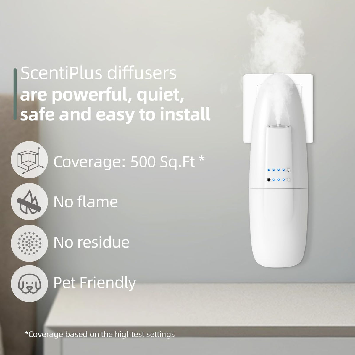 Waterless Nano Scent Air Machine, Plug-in Cold-Air Essential Oil Diffuser, Luxury Hotel Fragrance Atomizer