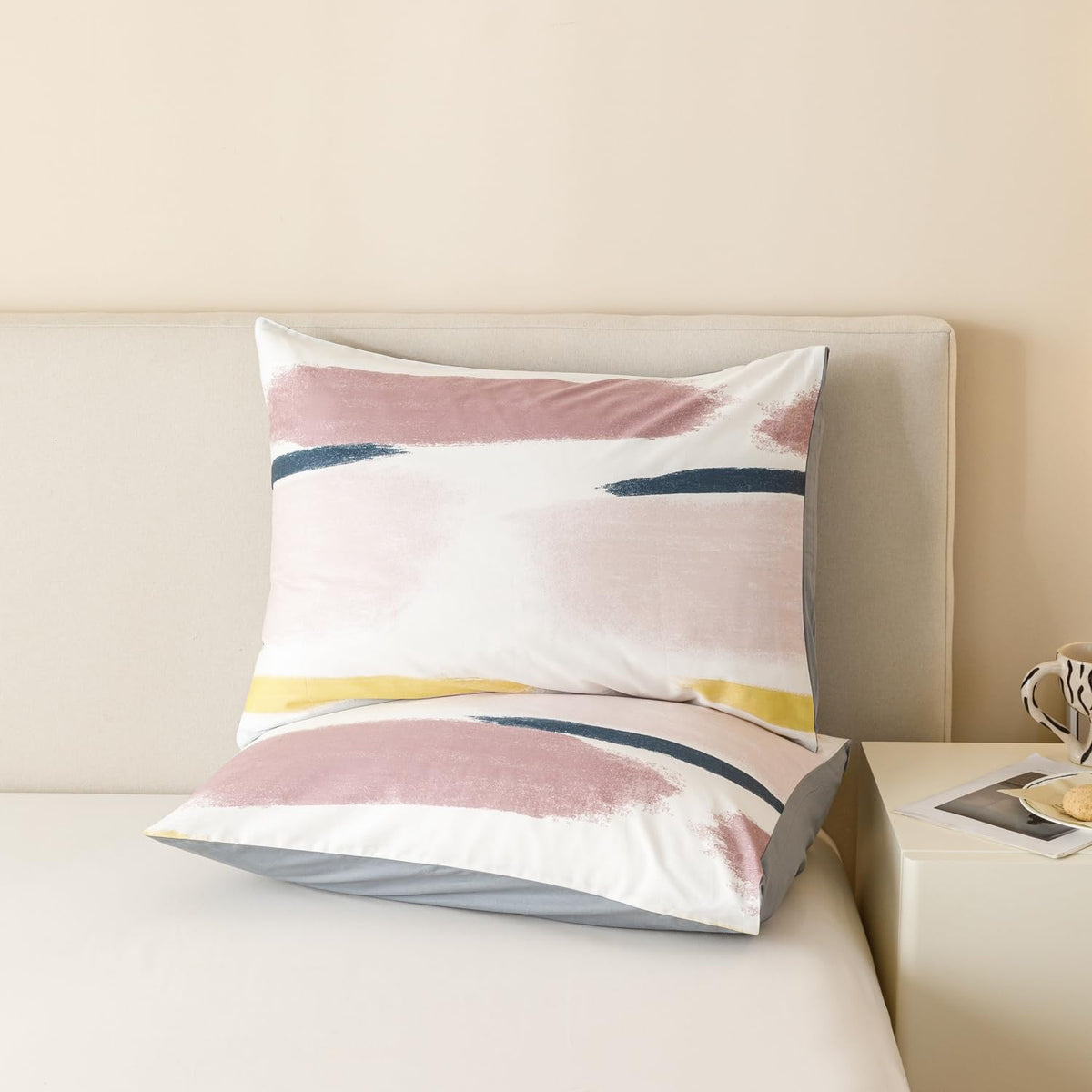 Blue Yellow Striped Duvet Cover 100% Cotton 3 Pieces Set