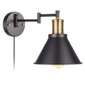 Swing Arm Wall Lamp Plug-in Cord Industrial Wall Sconce, Bronze and Black Finish,with On/Off Switch, E26 Base,1-Light