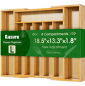 Silverware Organizer, Bamboo Kitchen Drawer Tray, Natural, Large