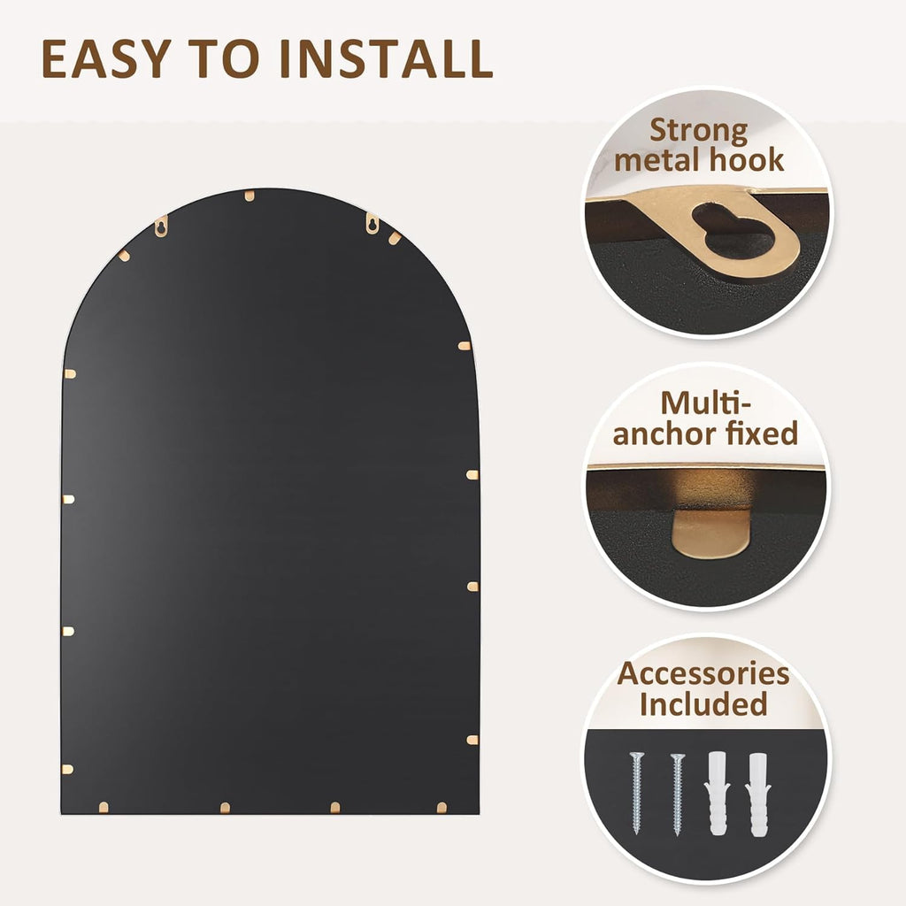 Antique Gold Arched Wall Mirror 24" x 36"