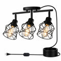 Dimmable Plug in Ceiling Light,Plug in Track Lighting,3 Light Black Industrial Farmhouse Ceiling Light with 16.5'