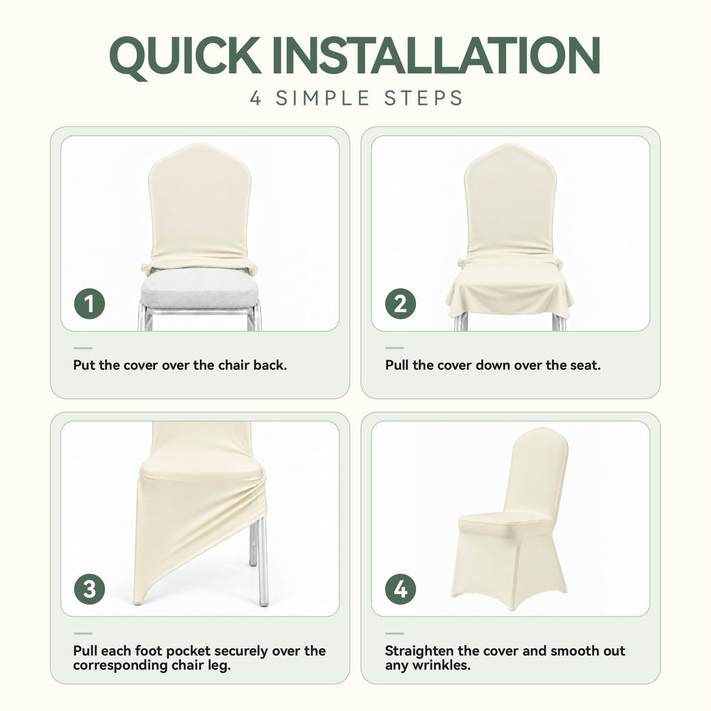 Classic Series 50PCS Spandex Dining Chair Cover, Ivory