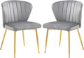 Upholstered Dining Chairs Set of 2, Velvet Dining Chair with Golden Metal Legs, Mid Century Modern Dining Chairs for