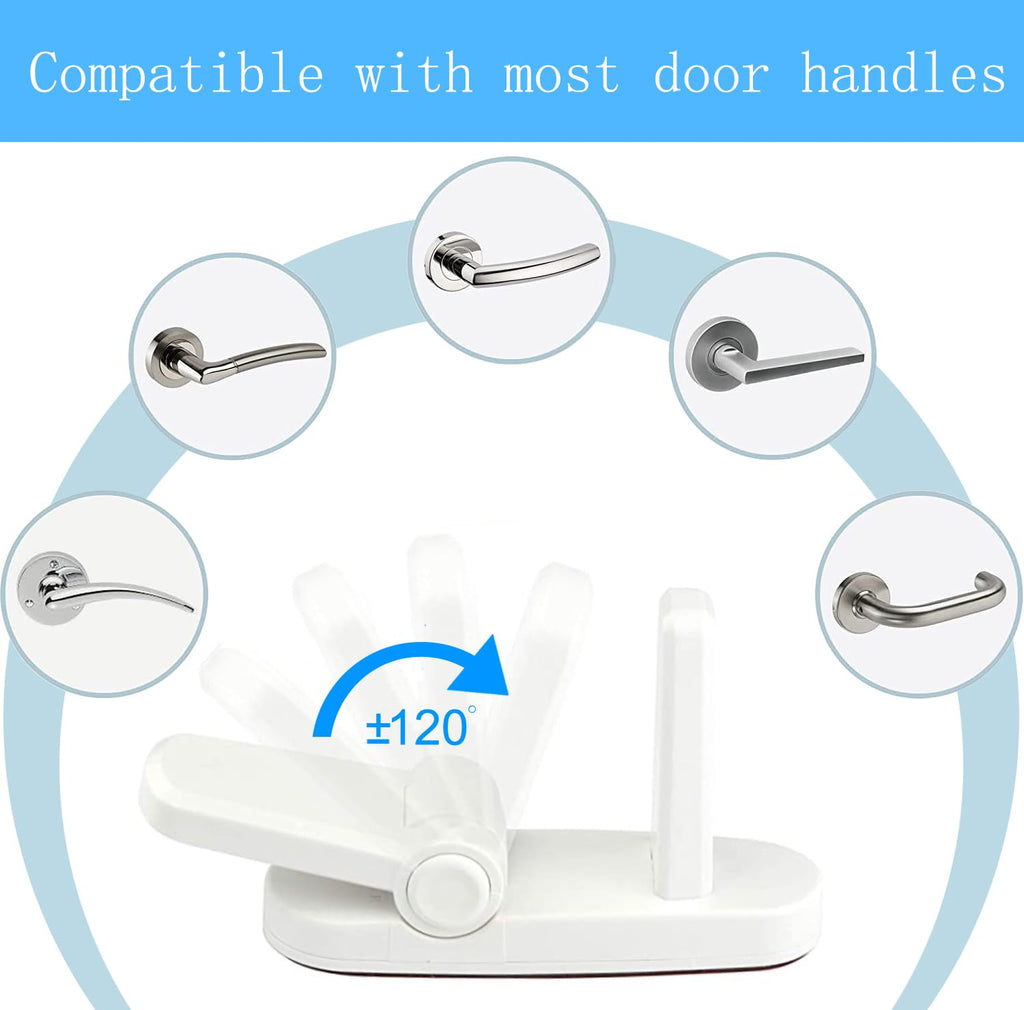 Childproof Door Lever Lock Baby safety locks for doors (2 Pack) Improved door safety for kids, 3M Adhesive No