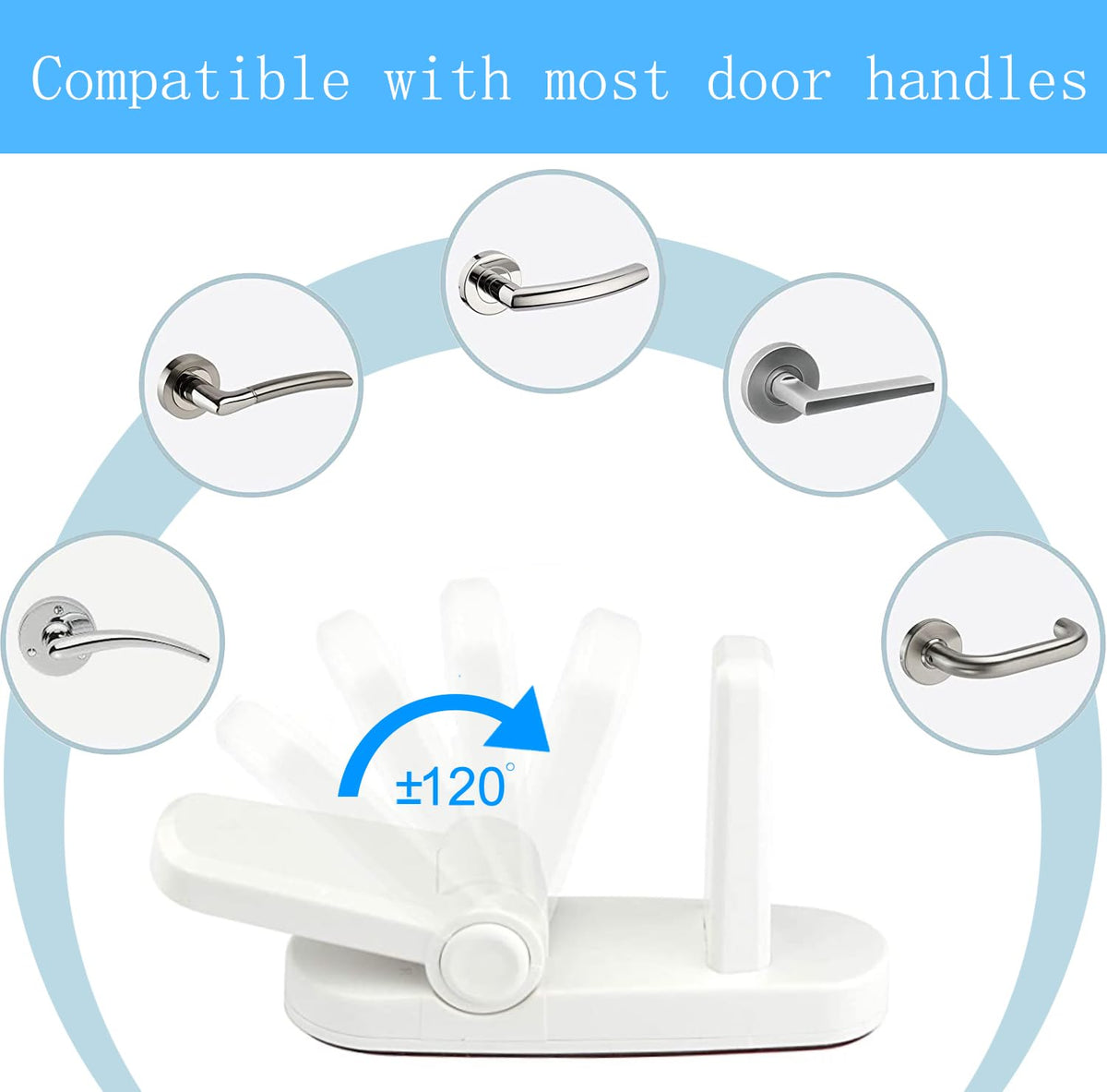 Childproof Door Lever Lock Baby safety locks for doors (2 Pack) Improved door safety for kids, 3M Adhesive No