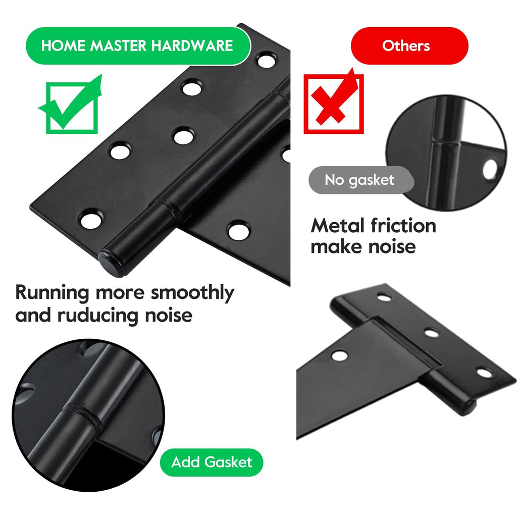 10" Heavy Duty Gate Hinges, 4 Pack T Strap Hinges