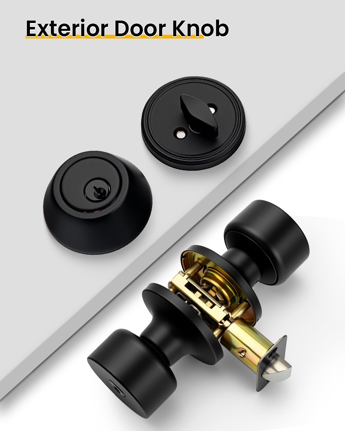 Matte Black Entry Door Locksets with Deadbolt 1 Pack