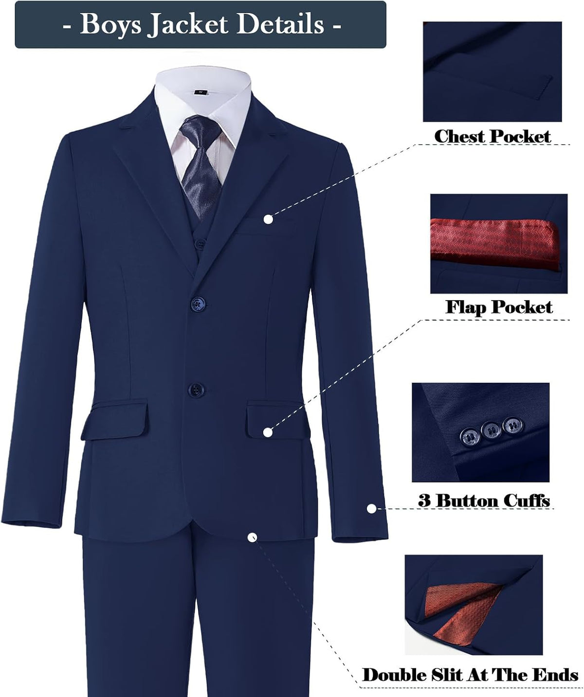 Boys Suits Formal Slim Fit Wedding Ring Bearer Outfit Dress Tuxedo Suit Set