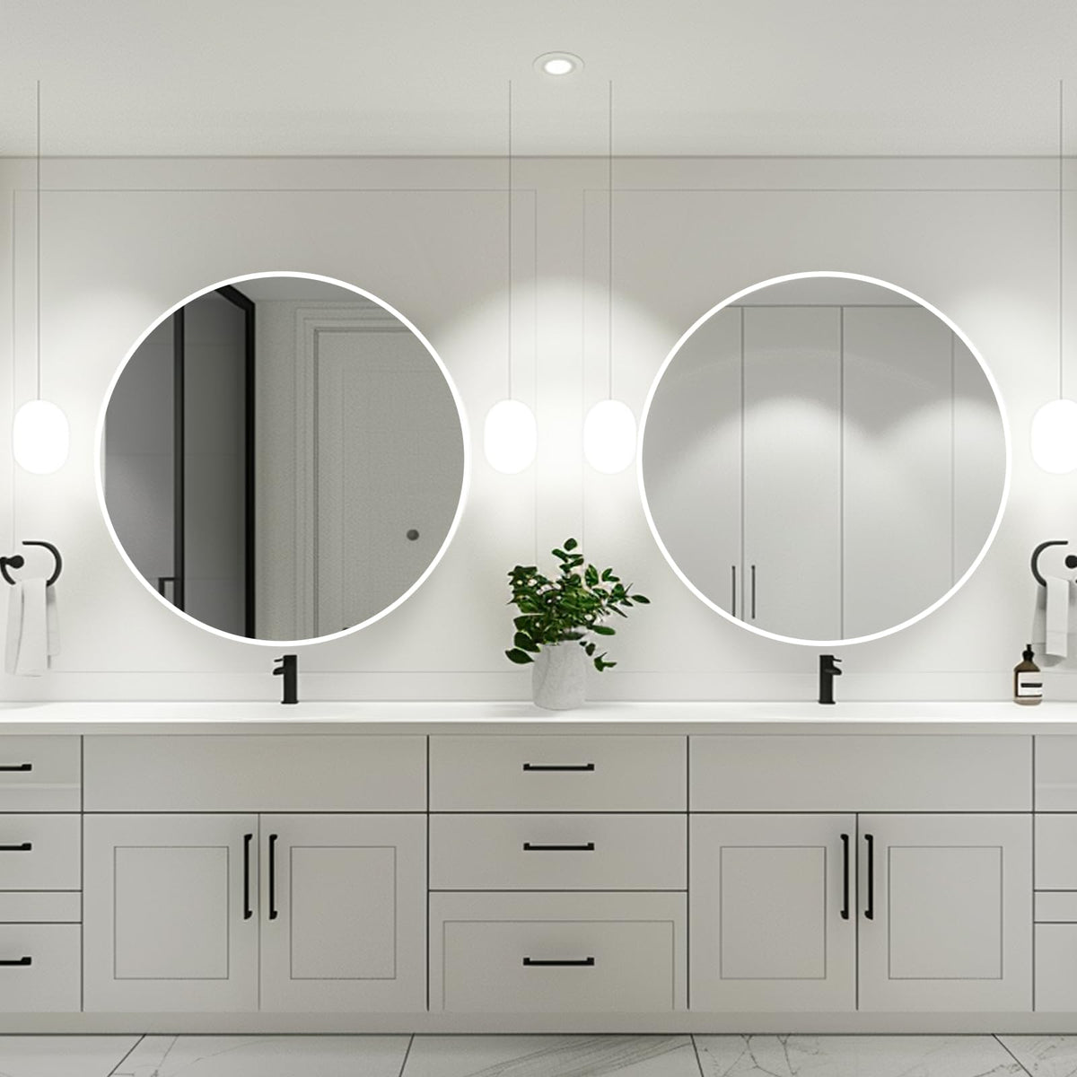 24 inch Circle Mirror White, Round Mirror, Matte White Metal Frame