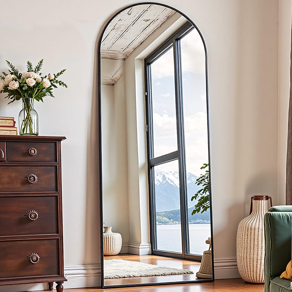 70"x26" Arched Full Length Mirror, Floor Full Body Mirror, Black
