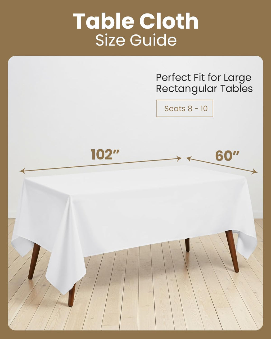 Rectangle Table Cloth 6 Pack [60x102 Inches, White]