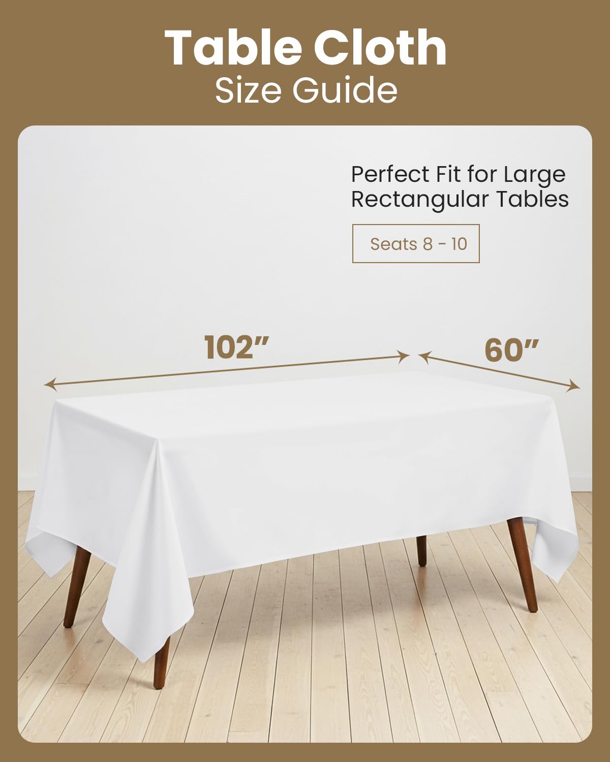 Rectangle Table Cloth 6 Pack [60x102 Inches, White]