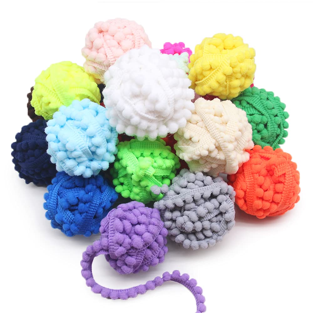 Pom Pom Trim, 3/8" Wide Ball Fringe (Mixed Color) - 40 Yards
