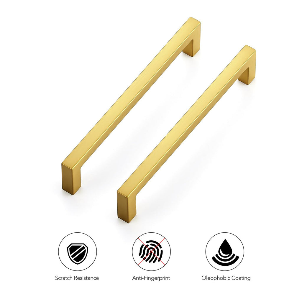 Gold Cabinet Handles Solid Cabinet Pulls, 5 Inch CC, 10 Pack