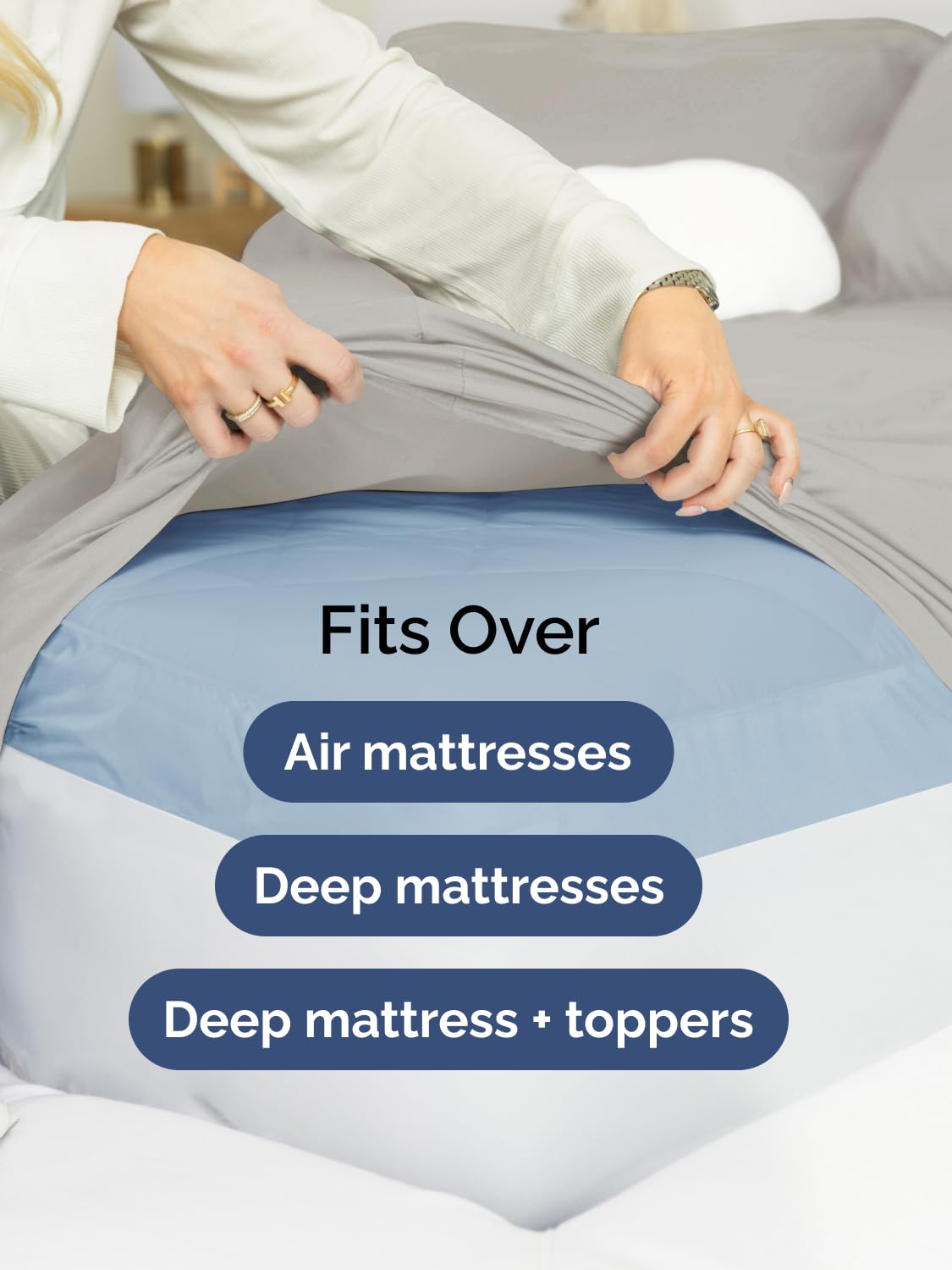 Extra Deep Sheet Set - 3 Piece Breathable Cooling Sheets - Light Grey