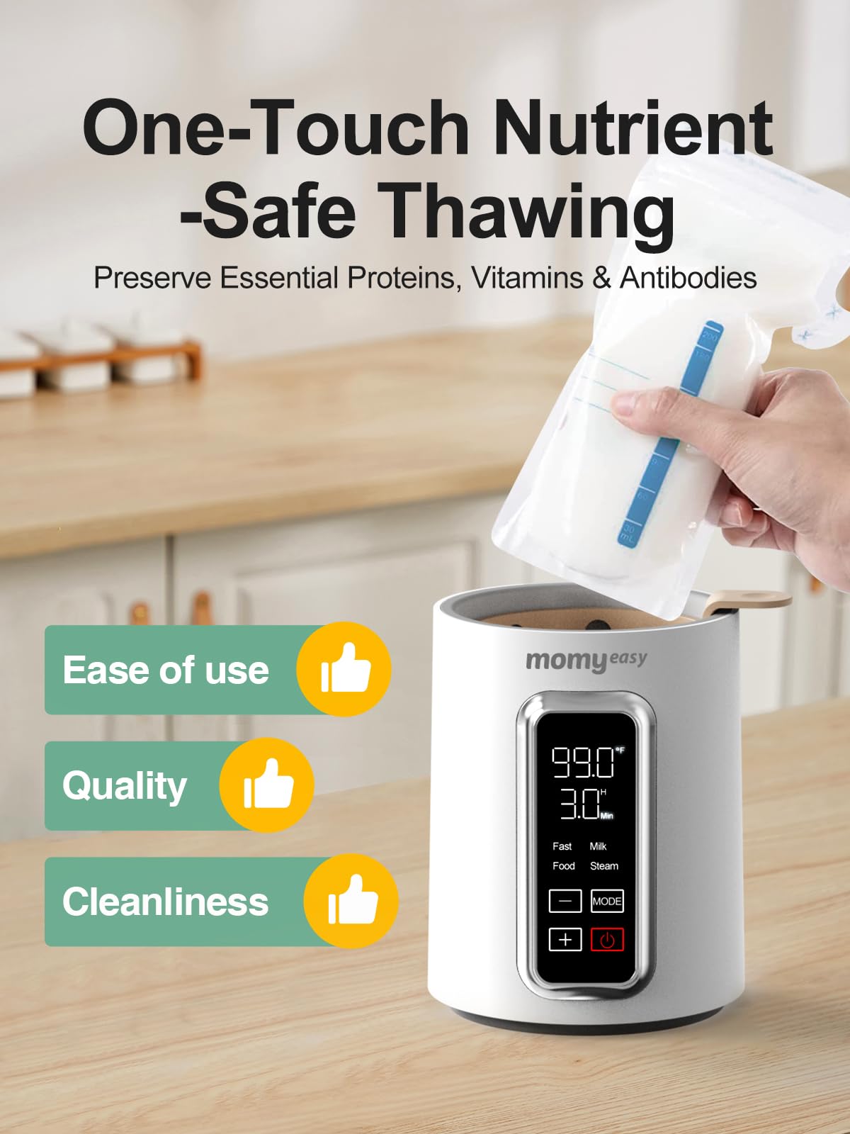 Fast 2-Minute Baby Bottle Warmer for Breastmilk & Formula