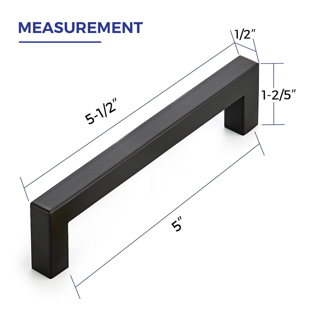 Matte Black Cabinet Handles Drawer Pulls 5 Inch CC 25 Pack