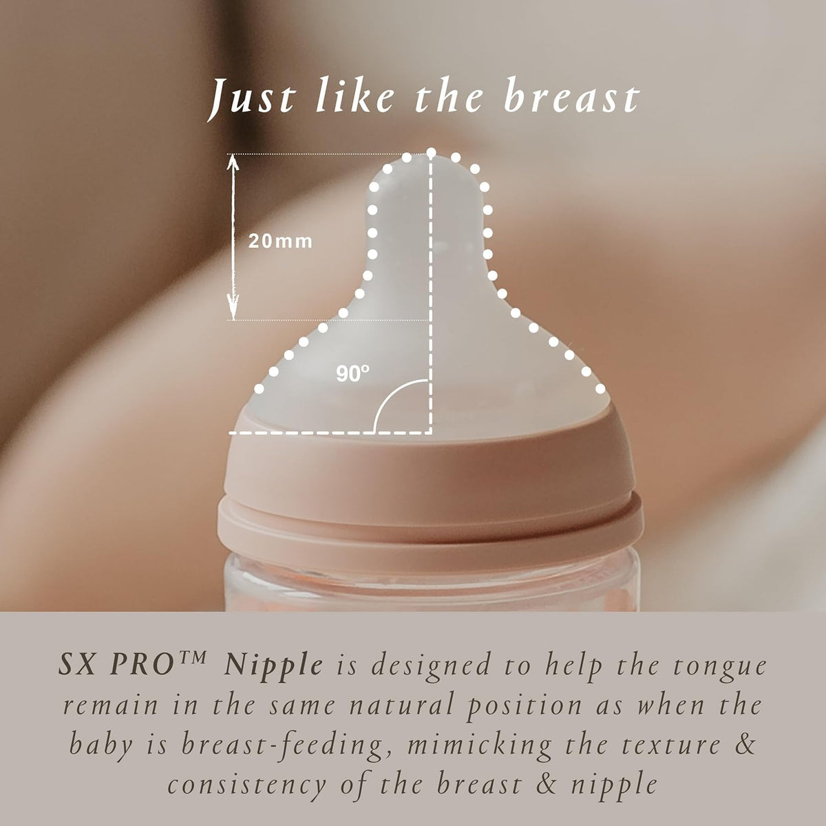 Bonhomia Glass Baby Bottle with SX PRO Silicone Nipple, Anti Colic Baby Bottles, Baby Bottles for Breastfed Babies, 2