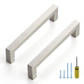 Brushed Nickel Square Pulls Cabinet Handles,5 Inch,30 Pack