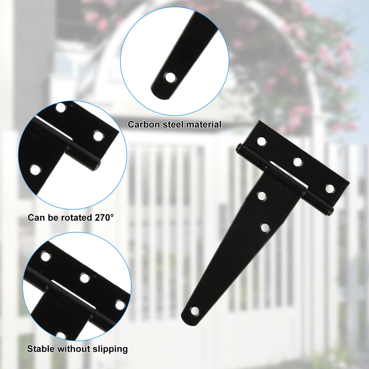 16 Pack 4 Inch T Strap Hinges Heavy Duty Black Outdoor Tee Hinge