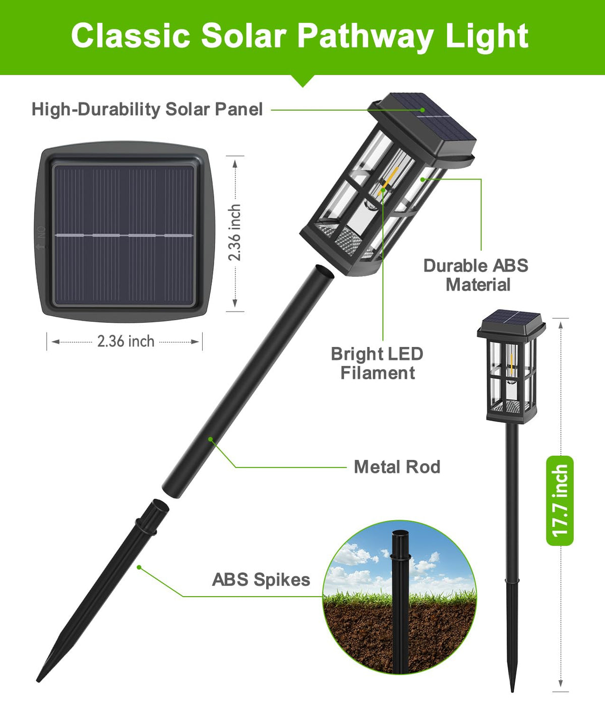 8 Pack Solar Pathway Lights Outdoor, 2 Lighting Modes Waterproof Solar Lights Outdoor, Brighter Up to 15Hrs Outdoor