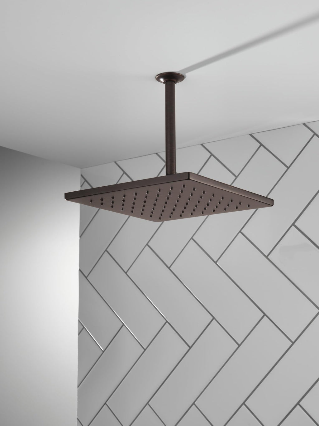 Oil Rubbed Bronze Square Rain Shower Head, 12 Inch Metal Large Shower Head Rainfall, Overhead Rain Showerhead, 1.75