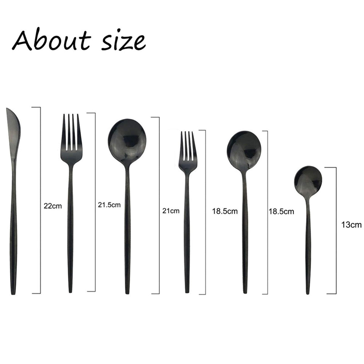 Silverware Set, Mirror Polished Black Flatware Cutlery Set Service for 4, Shiny Finish 24 Pieces Stainless Steel