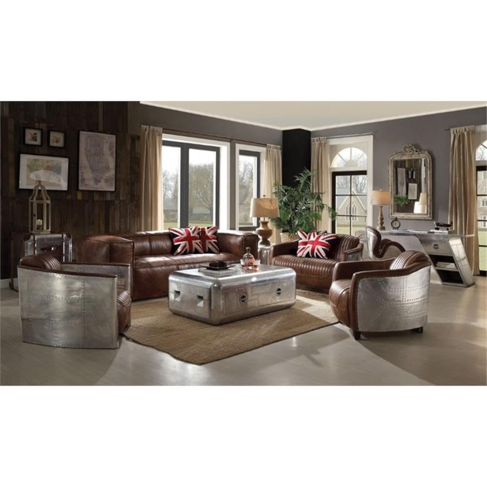 Brancaster Chair - Retro Brown Top Grain Leather & Aluminum