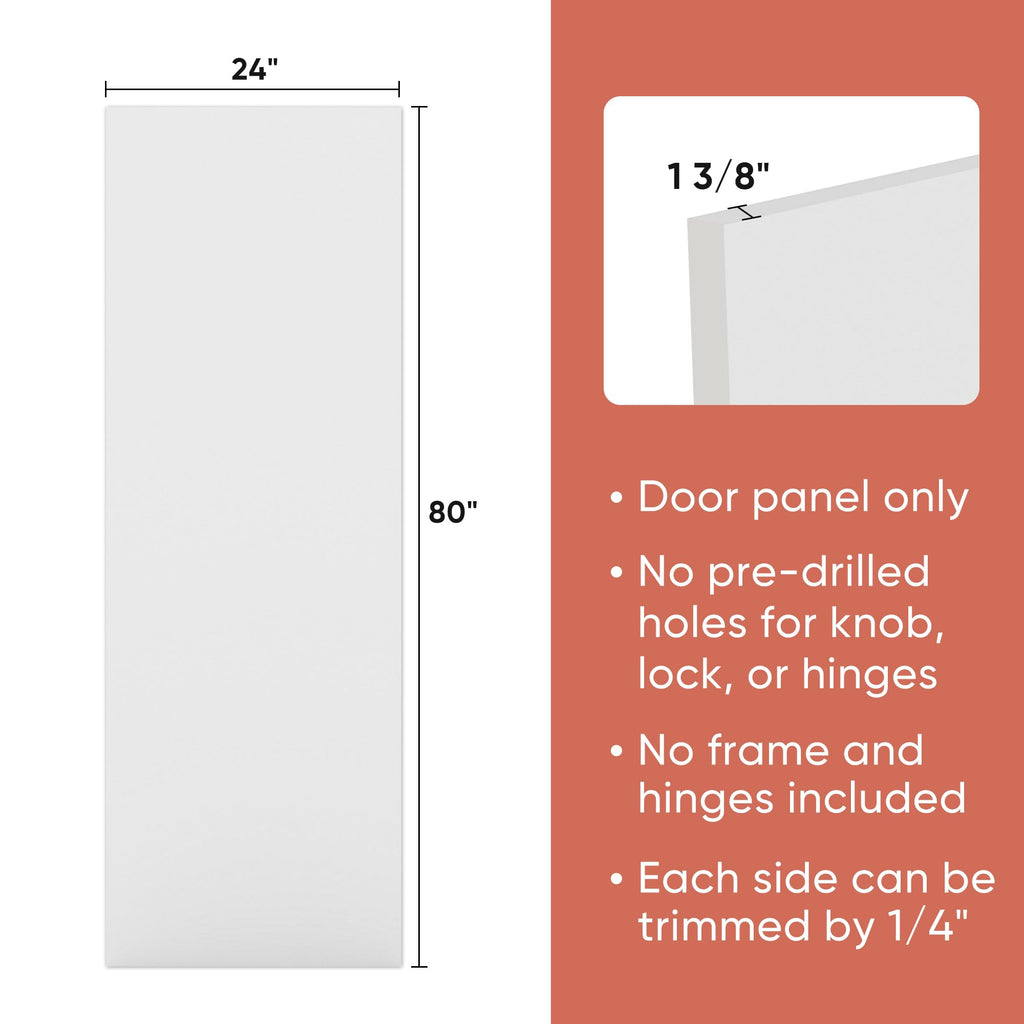 24x80 in Modern Flush Smooth White Primed Interior Door Panel