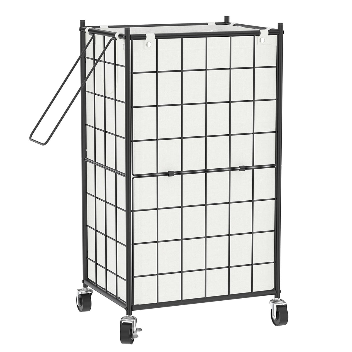Rolling Laundry Basket, Metal Wire Frame Laundry Hamper with Wheels