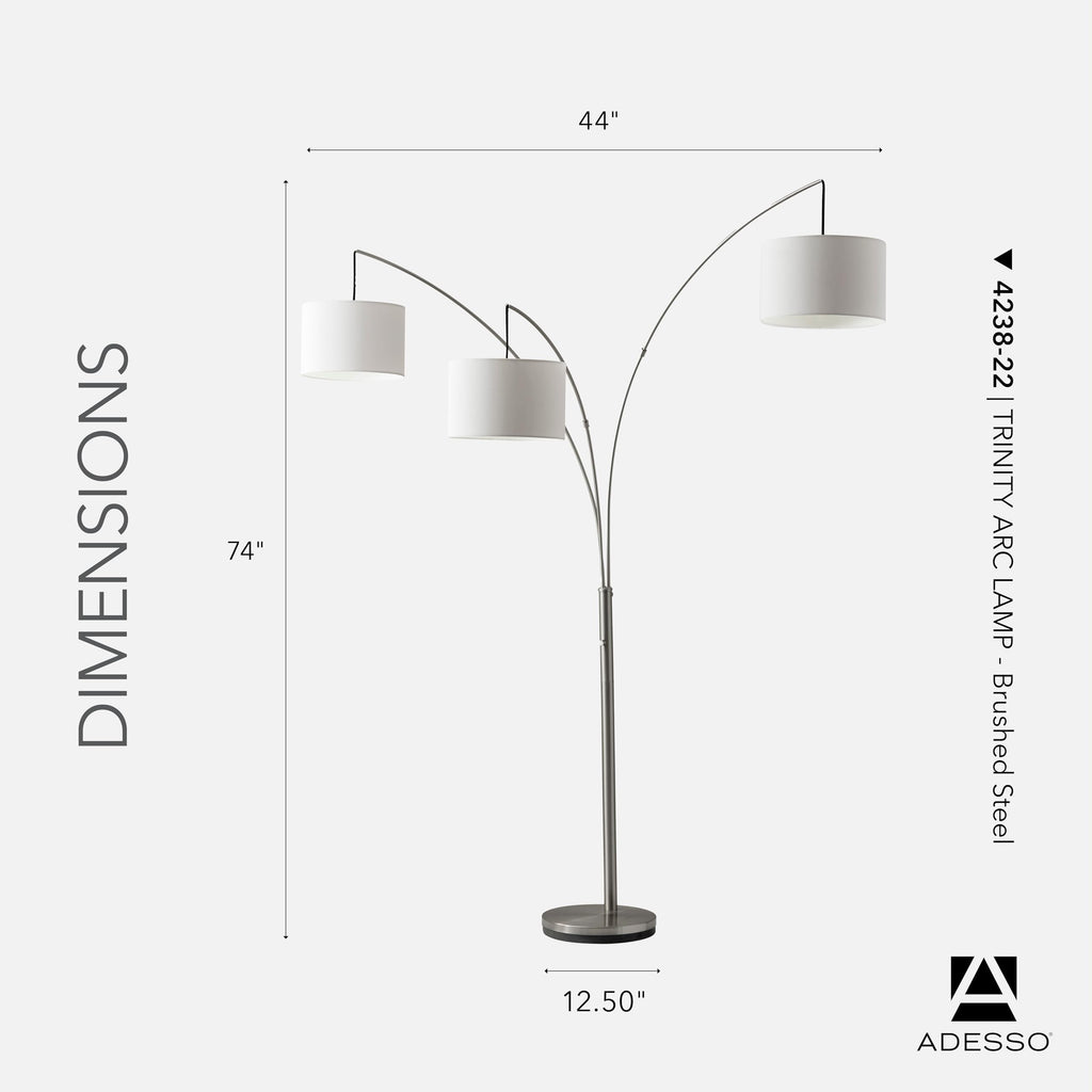 Floor Lamp, Brushed Steel, Movable Shades, 74"
